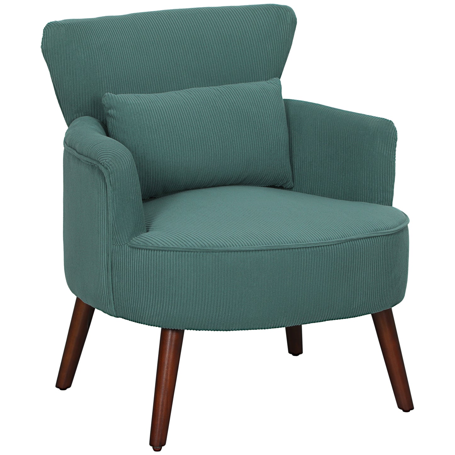 Fauteuil – Armstoel – Lounge Stoel – Zetel – Accentstoel – Donkergroen – Ergonomisch Lendenkussen – Rubberhouten Poten