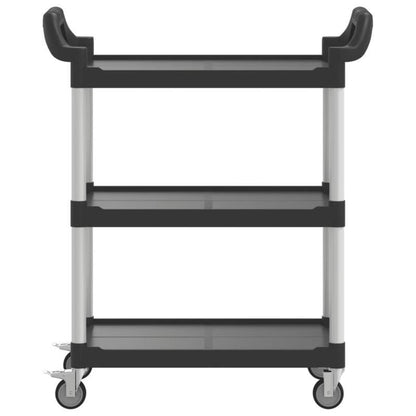Keukentrolley – Serveerwagen – Opbergtrolley – Keukenwagen – Mobiliteitswagen – 3 Niveaus – Aluminium – Zwart – 81x41x92 cm