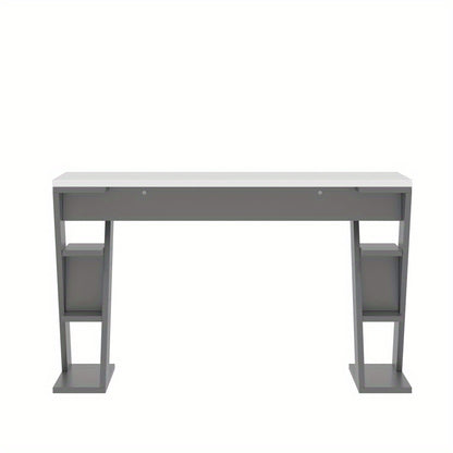 Bureau – Bureautafel – Werkplek – Computertafel – Computerbureau – Modern X-frame – Ruim Werkblad – Open Opberglades – Stevig & Onderhoudsvriendelijk – Grijs/Wit