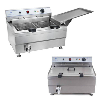 Friteuse – Frituurpan – Oliebollenmachine – Visfriteuse – Dubbele Mand – 24 Liter Inhoud – Roestvrij Staal – Temperatuurregeling