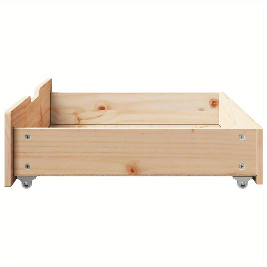 Bedlade – Opberglade – Lade Onder Bed – Bedkast – Onderschuiflade – Massief Pijnhout – Met Wieltjes – 80x55x16 cm – Tijdloos Design