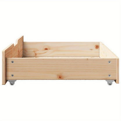 Bedlade – Opberglade – Lade Onder Bed – Bedkast – Onderschuiflade – Massief Pijnhout – Met Wieltjes – 80x55x16 cm – Tijdloos Design
