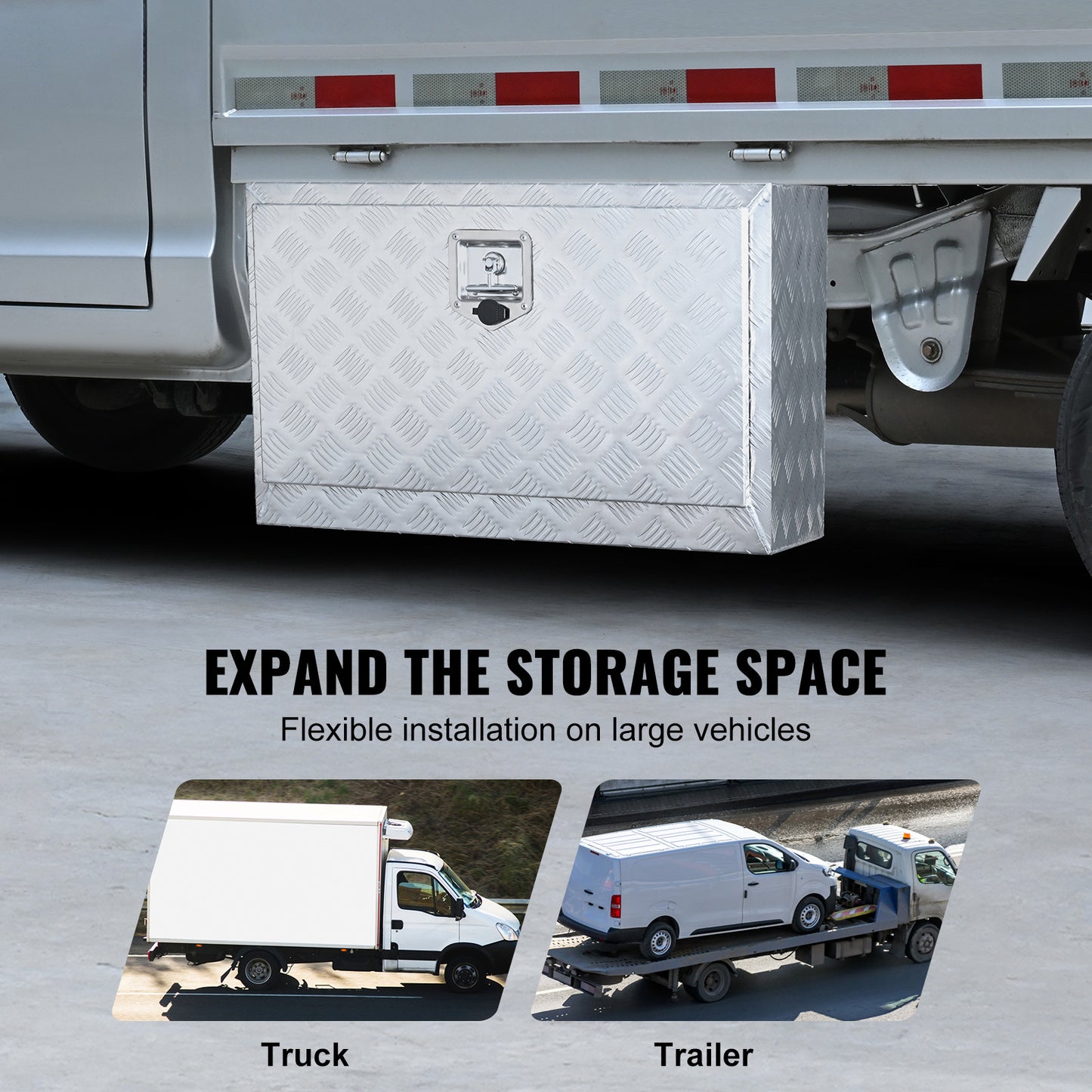 Onderbouw Opbergbox – Gereedschapskist – Truckbox – Pick-up Opbergbox – Trailer Kist – Waterdicht – Aluminium Diamantprofiel 76x36x41 cm – Slot Met Sleutels