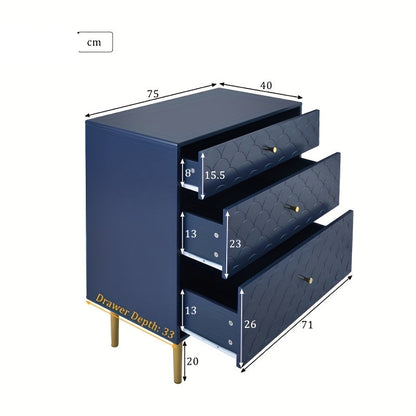 Ladekast – Ladenkast – Ladenkastje – Commode – Opbergkast – Navy Blauw – 3 Lades – Duurzaam Bamboe – Eenvoudige Montage