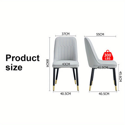 2pcs package chair, modern light gray dining chair with PU leather back cushion and black metal legs, suitable for a variety of scenes such as dining room, kitchen and bedroom., Kitchen Seating, Contemporary Design, Highquali