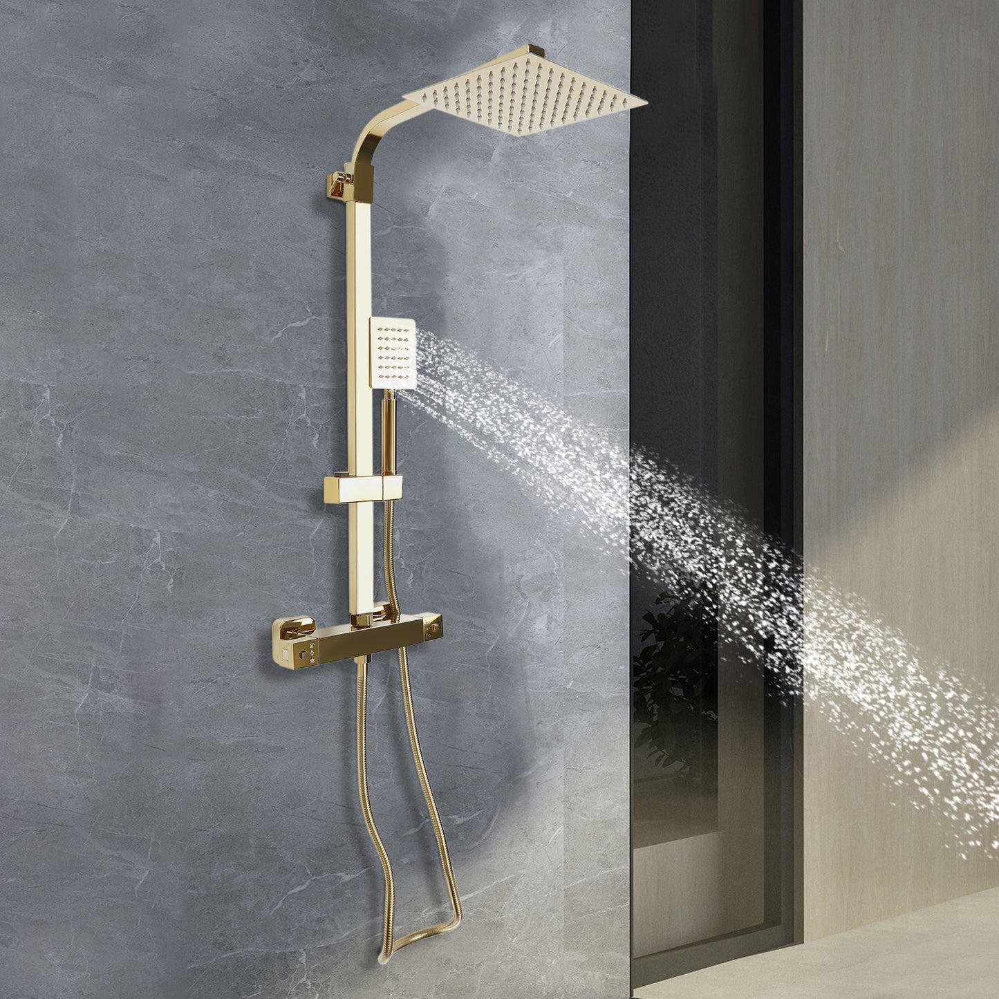 Badkraan – Badmengkraan – Wandkraan – Badmengkraan Met Handdouche – Badthermostaat – Thermostatisch – Messing – Duurzaam Met Watervaluitloop