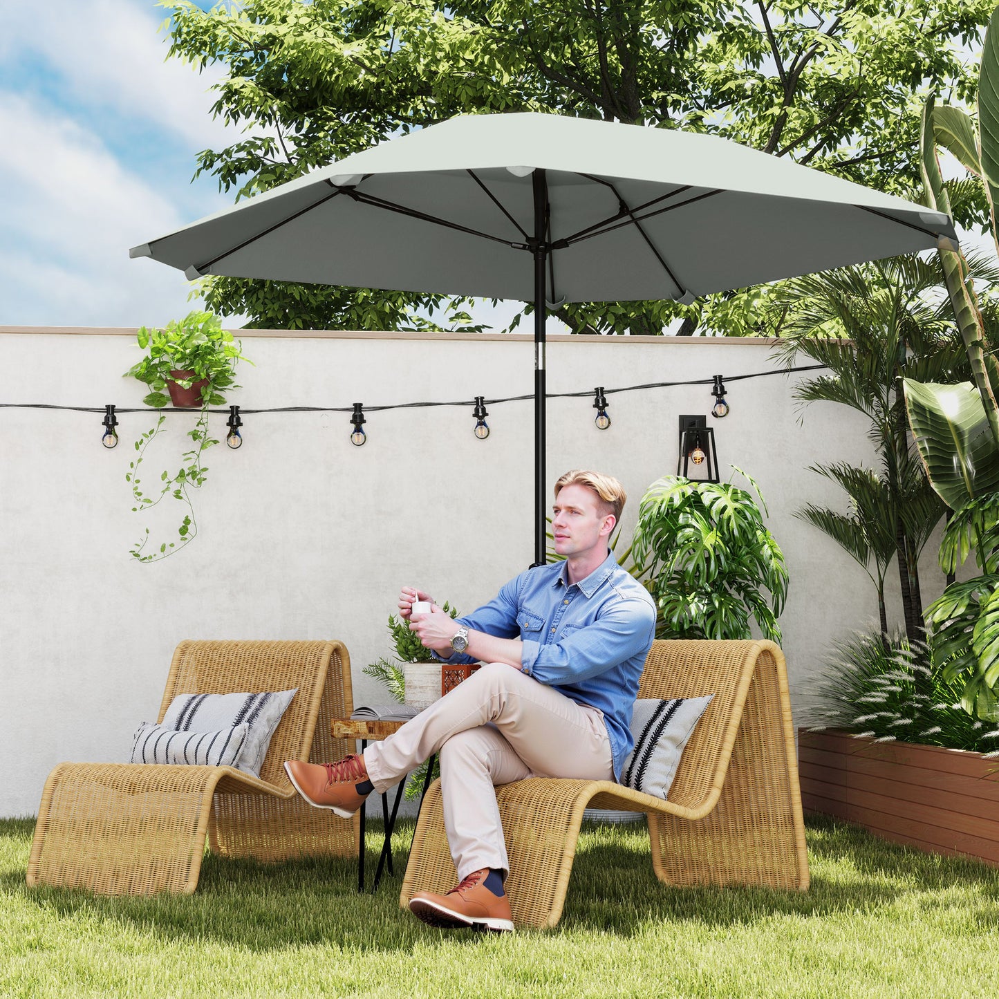 Parasol – Zonnescherm – Terrasparasol – Buitenparasol – Verstelbare Parasol – 2,3 Meter Diameter – Aluminium Frame Met Fiberglas