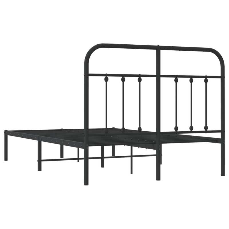 Modern Black Metal Bed Frame with Headboard - 120x200cm, Powder-Coated Construction for Durability & Stability, Easy Assembly, Minimalist Design for Contemporary Bedrooms, Contemporary Bedroom Furniture | Geometric Pattern Be
