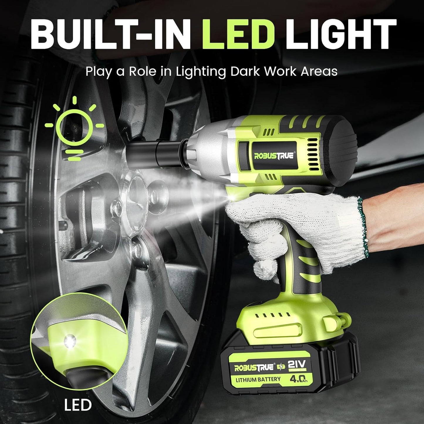 Accu Slagschroevendraaier – Slagmoersleutel – Elektrische slagschroevendraaier – Accuboormachine – Elektrische moersleutel – 21V Brushless Motor – 2x 4000mAh Accu Met Snellader