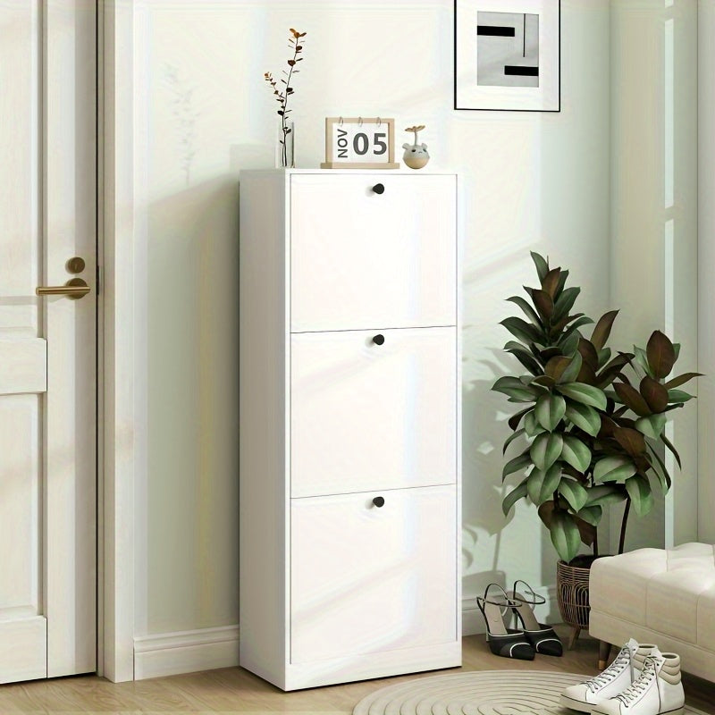 Schoenenkast – Schoenrek – Schoenopberger – Schoenkastje – Schoenenbak – Modern – Smal – Verstelbaar – 12 Paar – Wit – Metaal – 47x26x120 cm