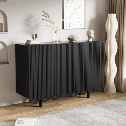 Dressoir – Dressoirkast – Opbergkast – Sideboard – Buffetkast – MDF Zwart – Soft-Close Deuren – Compact Met Veel Bergruimte