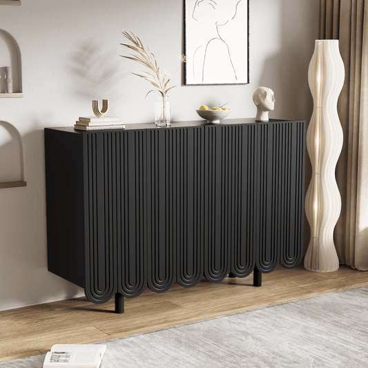 Dressoir – Dressoirkast – Opbergkast – Sideboard – Buffetkast – MDF Zwart – Soft-Close Deuren – Compact Met Veel Bergruimte