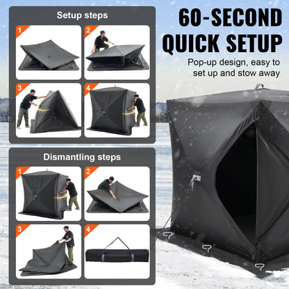 IJsvissershut – Ijsshelter – Vistoestel – Vismand – Visserstent – Draagbaar Pop-up Systeem – Water- en Windbestendig Polyester