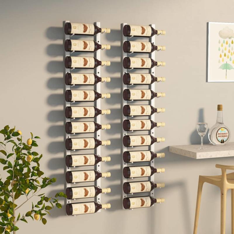 Wine Racks 2pcs for 12 bottles wall-mounted iron white. Wine storage rack is perfect for use in bars, wine cellars, kitchens, restaurants and more