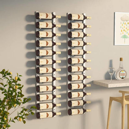 Wine Racks 2pcs for 12 bottles wall-mounted iron white. Wine storage rack is perfect for use in bars, wine cellars, kitchens, restaurants and more