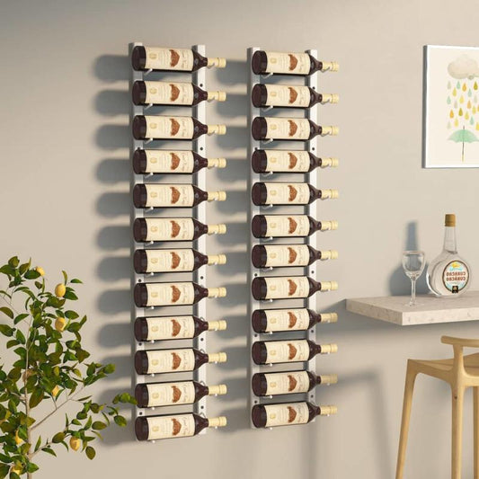 Wine Racks 2pcs for 12 bottles wall-mounted iron white. Wine storage rack is perfect for use in bars, wine cellars, kitchens, restaurants and more