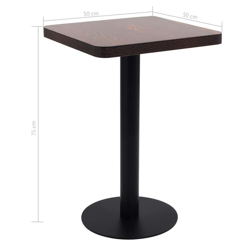 Bistrotic dark brown 50x50cm MDF This bistro-style table is stylish and will be the focal point of your decor. It can also be used as a dining table. Practical and durable, it cleans easily with a damp cloth.,  Chic Decor, St