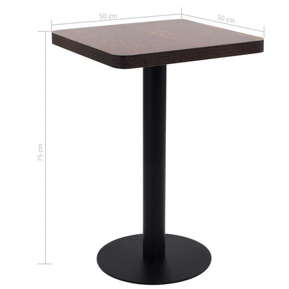 Bistrotic dark brown 50x50cm MDF This bistro-style table is stylish and will be the focal point of your decor. It can also be used as a dining table. Practical and durable, it cleans easily with a damp cloth.,  Chic Decor, St