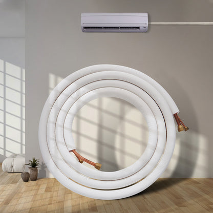 Koperen Leidingenset – Airconditioning Leiding – Mini Split Leidingen – Warmtepomp Buizen – HVAC Installatie Set – 16ft Lange Koperbuizen – Drievoudige Isolatie & Complete Accessoires
