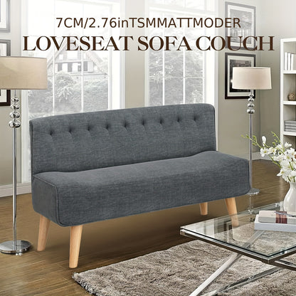 2-Zitsbank – Tweezitsbank – Sofa – Loveseat – Compact Bank – Modern Grijs – Houten Poten – Compact Formaat voor Kleine Ruimtes