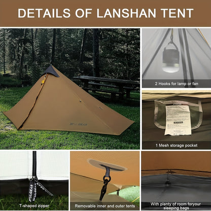 Tent – Kampeertent – Backpacktent – Solo Tent – Lichtgewicht Tent – Ultralicht 1 kg – Ruim Zeshoekig Grondvlak