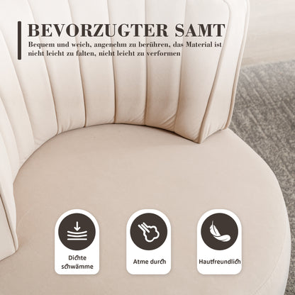 Draaifauteuil – Bureaustoel – Loungefauteuil – Swivel Chair – Fauteuil Beige – 360° Rotatie – Fluweelzachte Bekleding