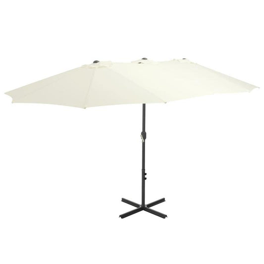 Parasol with aluminum pole 460x270cm sand -colored removable temporary outdoor,  Backyard Shelter, Neutral Tone, Stylish Umbrella, Easy Maintenance, Weatherresistant Material, Adjustable Height, Large Canopy, Homeowners