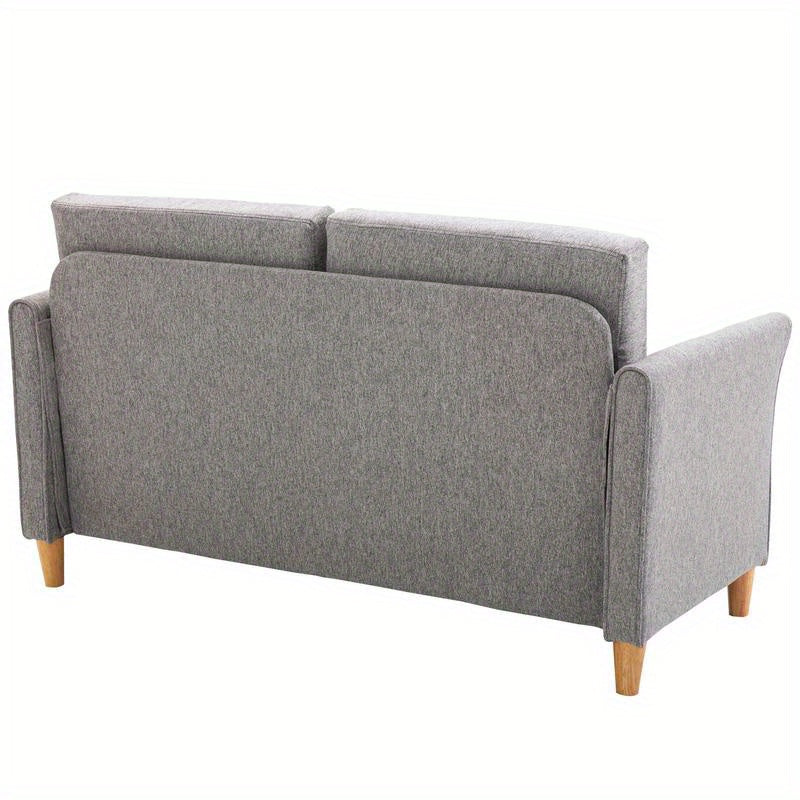 Modern Two-Seater Sofa with Removable Cushions - Thick Foam Padding & Sturdy Rubberwood () Frame, Gray -like Fabric, Easy-to-Assemble Futon Couch for Small Spaces, Apartments, Living Room, Bedroom, Office (141x70x78cm)