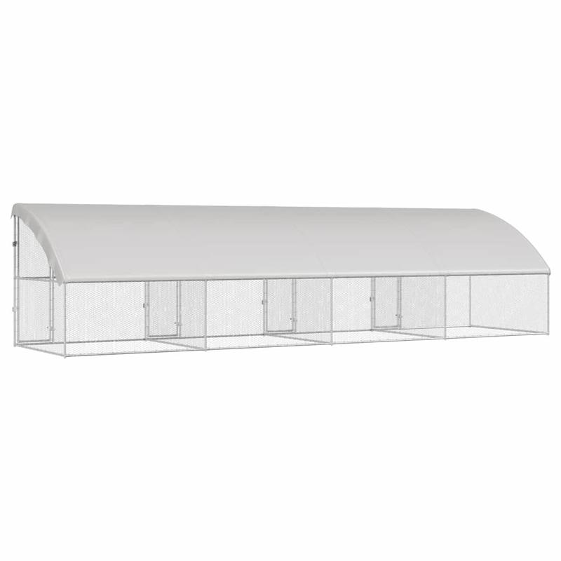 Kippenren – Kippenhok – Buitenren – Dierenren – Vogelkooi – Gegalvaniseerd Staal – Extra Groot 800x200x198,5 cm – Duurzaam En Weerbestendig
