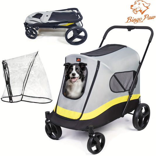Dierenwagen – Huisdierwagen – Hondenwagen – Pet Carrier – Dierenbuggy – Voor Middelgrote en Grote Huisdieren Tot 50 kg – Stevig Ijzeren Frame – Inclusief Regenhoes