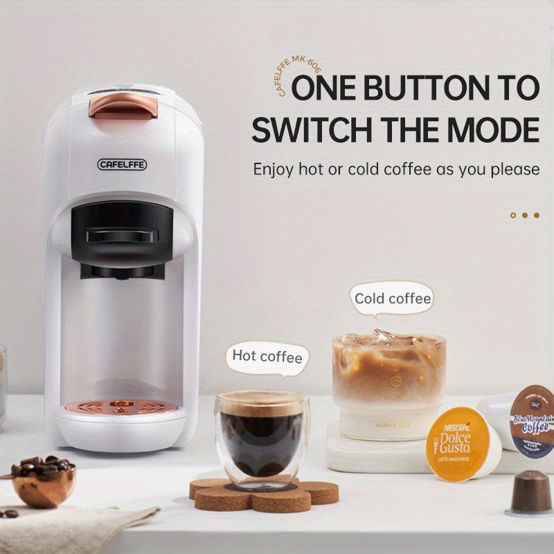 1pc CAFELFFE 5-in-1 Multifunctional Capsule Coffee Machine | Hot/Cold | Compatible with NES, DG, K Capsules, ESE, and Ground Coffee | 1450W Automatic Coffee Maker for Home & Office | Ideal Gift for Family, Father, Mother, Hus