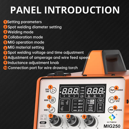 Lasapparaat – MIG Lasmachine – Elektrode Lasser – TIG Lasser – MMA Lasapparaat – 250A Vermogen – IGBT Inverter Met LED Display