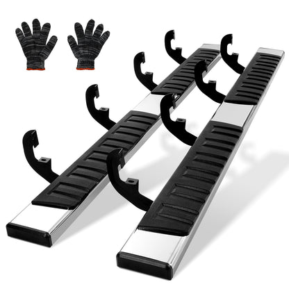 Sidebars – Zijstappen – Instaplijsten – Tredes – Nerf Bars – Roestvrij Staal 201 – Draagvermogen 227 kg – 15 cm breed – Set 2 stuks – Zwart/Zilver