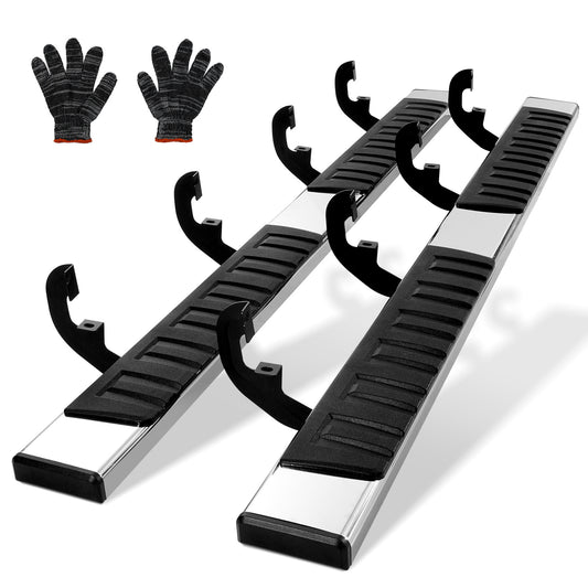 Sidebars – Zijstappen – Instaplijsten – Tredes – Nerf Bars – Roestvrij Staal 201 – Draagvermogen 227 kg – 15 cm breed – Set 2 stuks – Zwart/Zilver