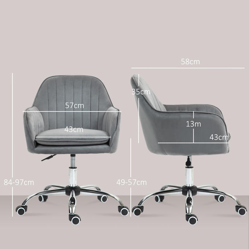 Bureaustoel – Kantoostoel – Werkstoel – Draaistoel – Bureaustoel Verstelbaar – Ergonomisch Ontwerp – Robuust Metalen Frame – Verstelbare Hoogte – Zachte Armleuningen – Grijs