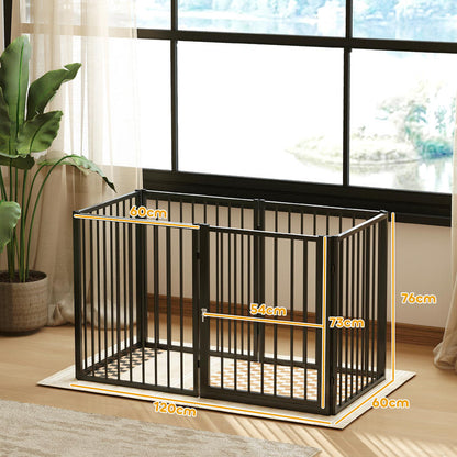 Puppy Playpen, Foldable Portable Dog Playpen, Steel Puppy Playpen, Lockable Door, Weather , Black