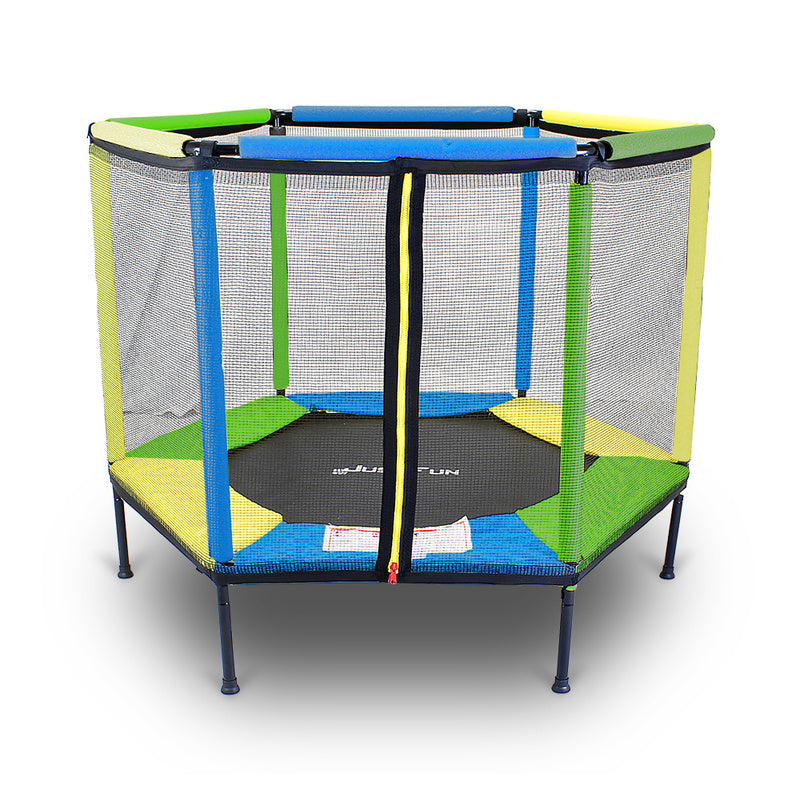Trampoline – Kindertrampoline – Minitrampoline – Buitenspeelgoed – Springmat – Hexagonaal – Ø 140 cm – Veiligheidsnet met Ritssluiting