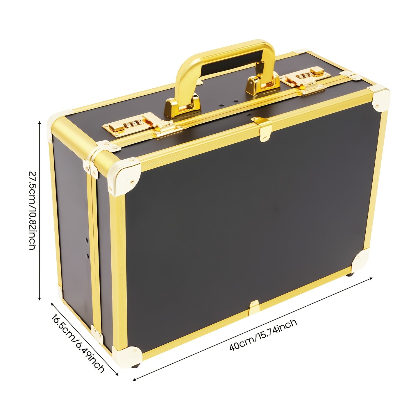 Professional Hairdressing Case | Golden Rectangular Design with Combination Lock, 20kg Weight Capacity, Ideal for Cosmetic Tools, Haircutting Equipment, Travel Makeup Storage - TOOL1SHOOO