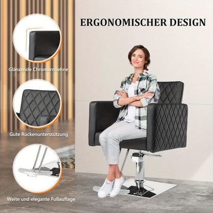 Kappersstoel – Barbersstoel – Salonstoel – Stoel Voor Kappers – Hairstylersstoel Zwart – Verstelbare Hoogte 90-105 cm – 360° Draaibaar Met Aluminium Voetsteun