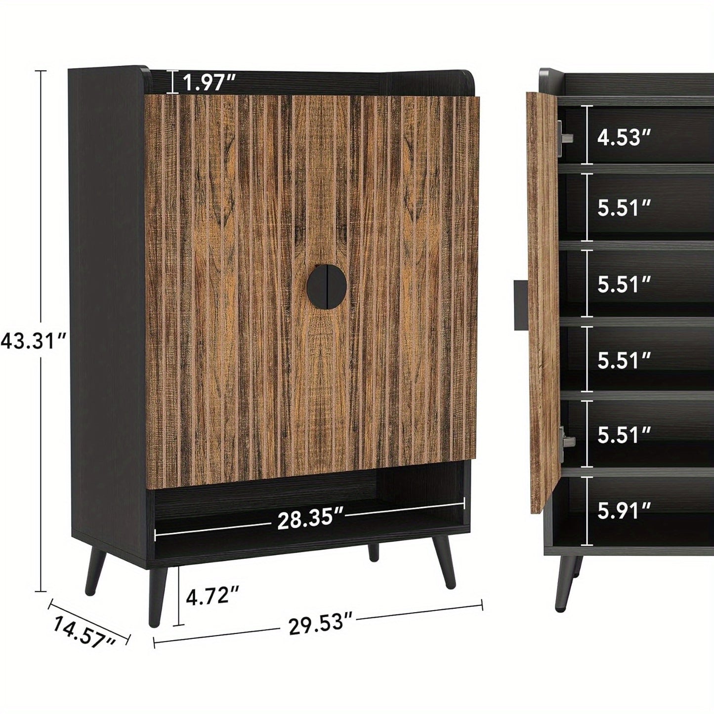 Schoenenkast Met Deuren – Schoenenrek – Schoenopberger – Schoenentrek – Schoenenschuif – 7-Lagen Met Verstelbare Planken – Rustiek Bruin Hout