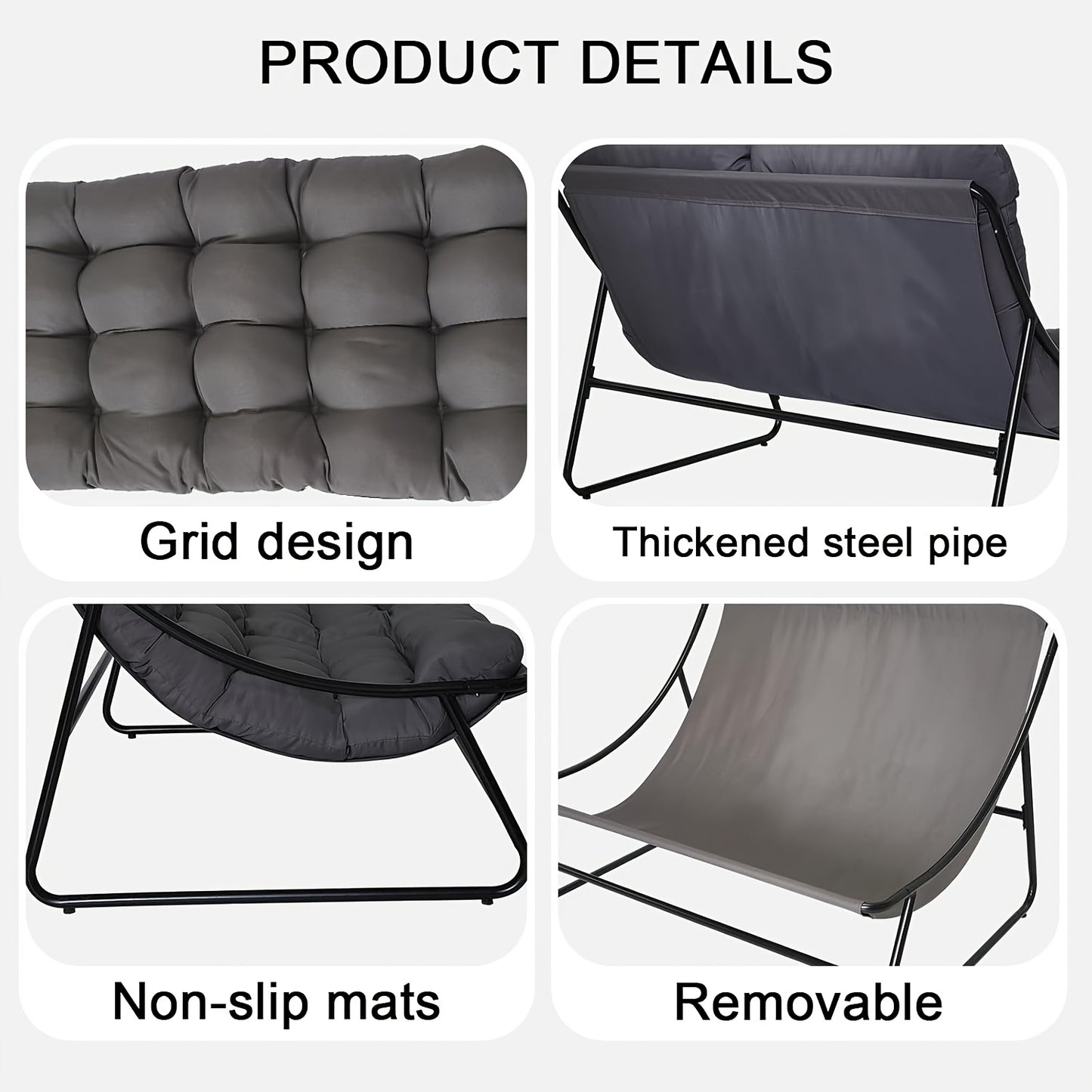 Tuinbank – Buitenbank – Balkonbank – Terrasbank – Garden Sofa – Grijs – Weerbestendig Met Metaal Frame – Inclusief Afneembare Kussens