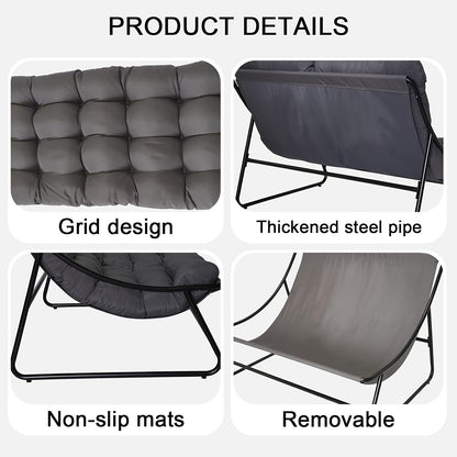 Tuinbank – Buitenbank – Balkonbank – Terrasbank – Garden Sofa – Grijs – Weerbestendig Met Metaal Frame – Inclusief Afneembare Kussens