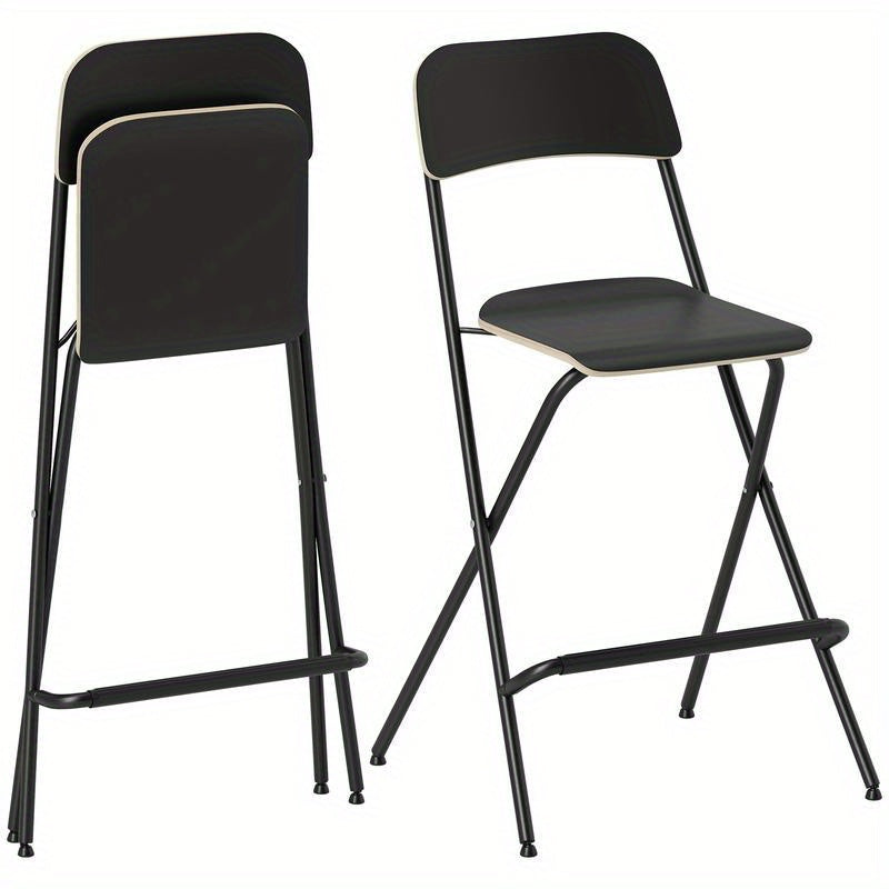 Barstoel – Barkruk – Keukenstoel – Counterstoel – Zwarte Barstoelen Set van 2 – Stevig Stalen Frame – Comfortabele Gevoerde Zitting