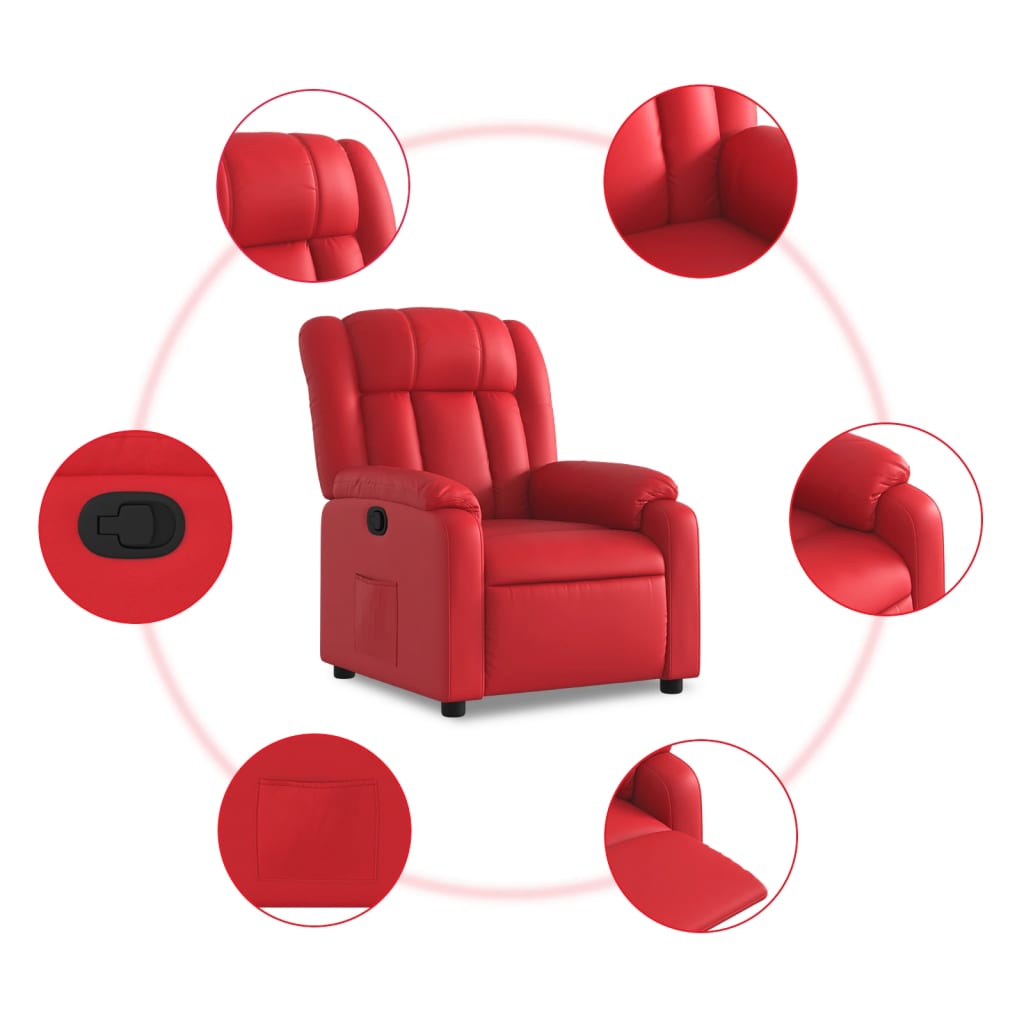 Elektrische Stoel – Relaxfauteuil – Sta-op Stoel – Verstelbare Stoel – Fauteuil – Handmatig Verstelbaar – Kunstleer Bekleding – Zijvak