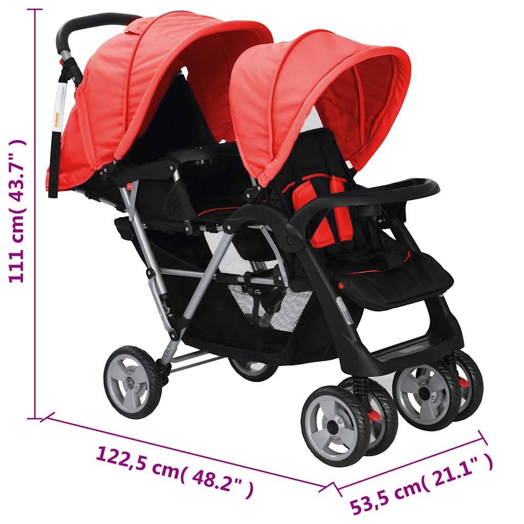 Kinderwagen – Buggy – Wandelwagen – Combi Wagen – Dubbele Kinderwagen – Stevig Stalen Frame – Inklapbaar Met Zonnedak