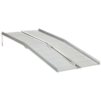 Opvouwbare Oprijplaat – Rolstoel Ramp – Toegankelijkheidshelling – Scootmobiel Oprijplaat – Drempelhulp – Lichtgewicht Aluminium – Antislip Oppervlak – Veiligheidszijkanten – 183 cm – Max Belastbaar 272 kg