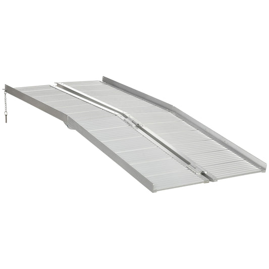 Opvouwbare Oprijplaat – Rolstoel Ramp – Toegankelijkheidshelling – Scootmobiel Oprijplaat – Drempelhulp – Lichtgewicht Aluminium – Antislip Oppervlak – Veiligheidszijkanten – 183 cm – Max Belastbaar 272 kg