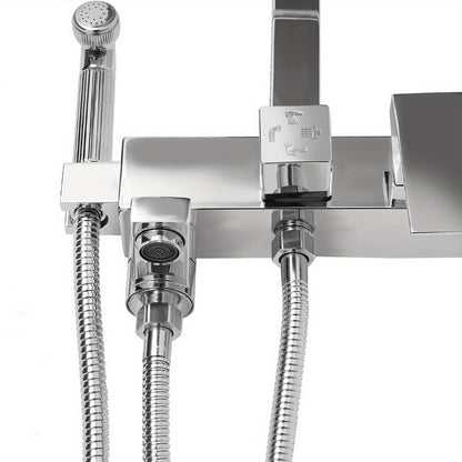 Doucheset – Douchekraan – Douchekop – Badkraan – Douchekraan Thermostatisch – Hoogwaardig Koper & RVS – Verstelbaar 73-116 cm – Wandmontage