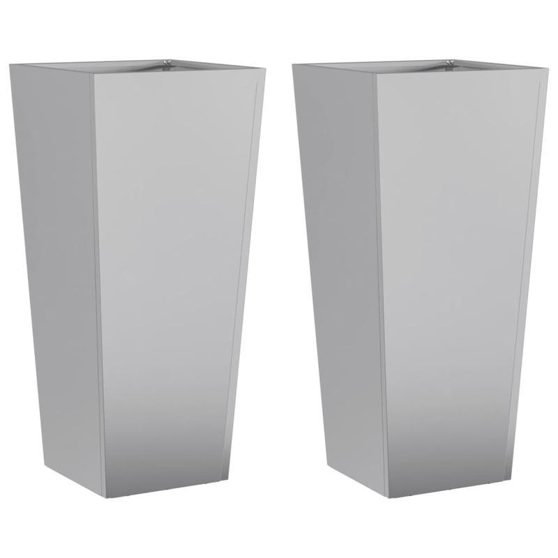 Bloemenrek – Plantenrek – Bloemenstandaard – Plantentafel – Plantenhouder – Gegalvaniseerd Staal – Weerbestendig – Set Van 2 – 35x35x75 cm
