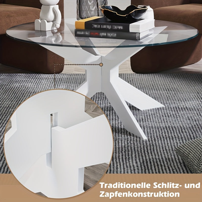 Bijzettafel – Salontafel – Sidetable – Nachtkastje – Tuintafel – Ronde Tafel – Transparant Geharde Glas – Ø 80 x 41 cm